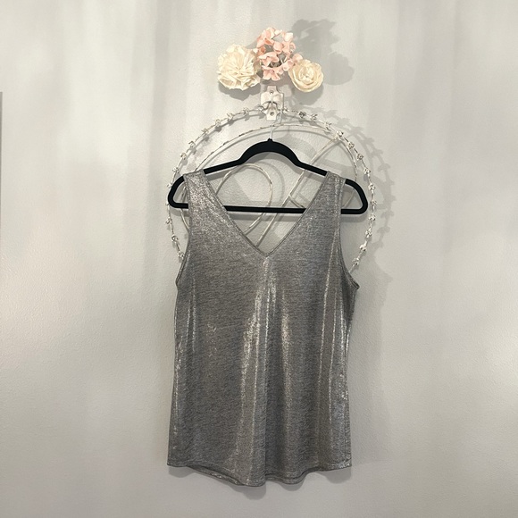 White House Black Market Tops - White House Black Market Excellent Condition Silver Top.  Size M